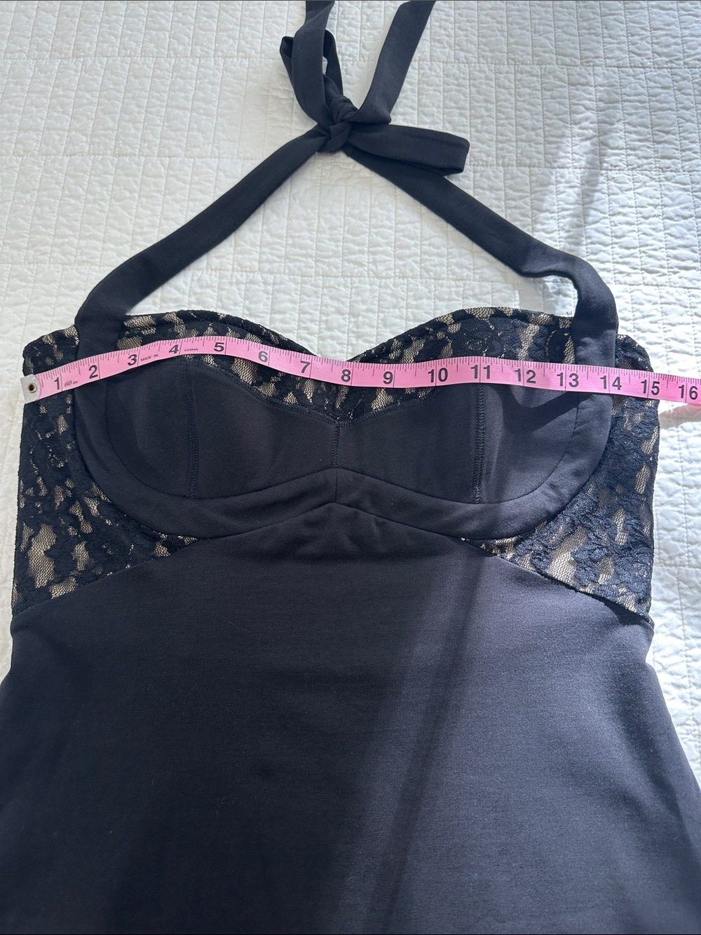 MODA International Medium Black Halter Lace Bustier Bodycon Dress - Picture 5 of 8